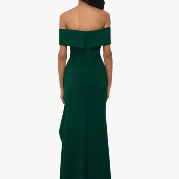 NWT  6 "Adriana" Long Scuba Crepe Off the Shoulder Dress - Picture 2 of 6